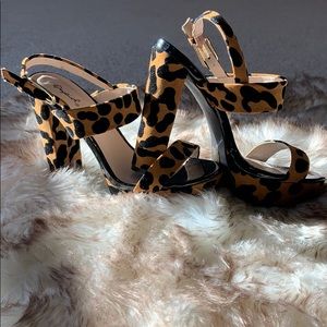 Leopard Print Qupid Heeled Sandals